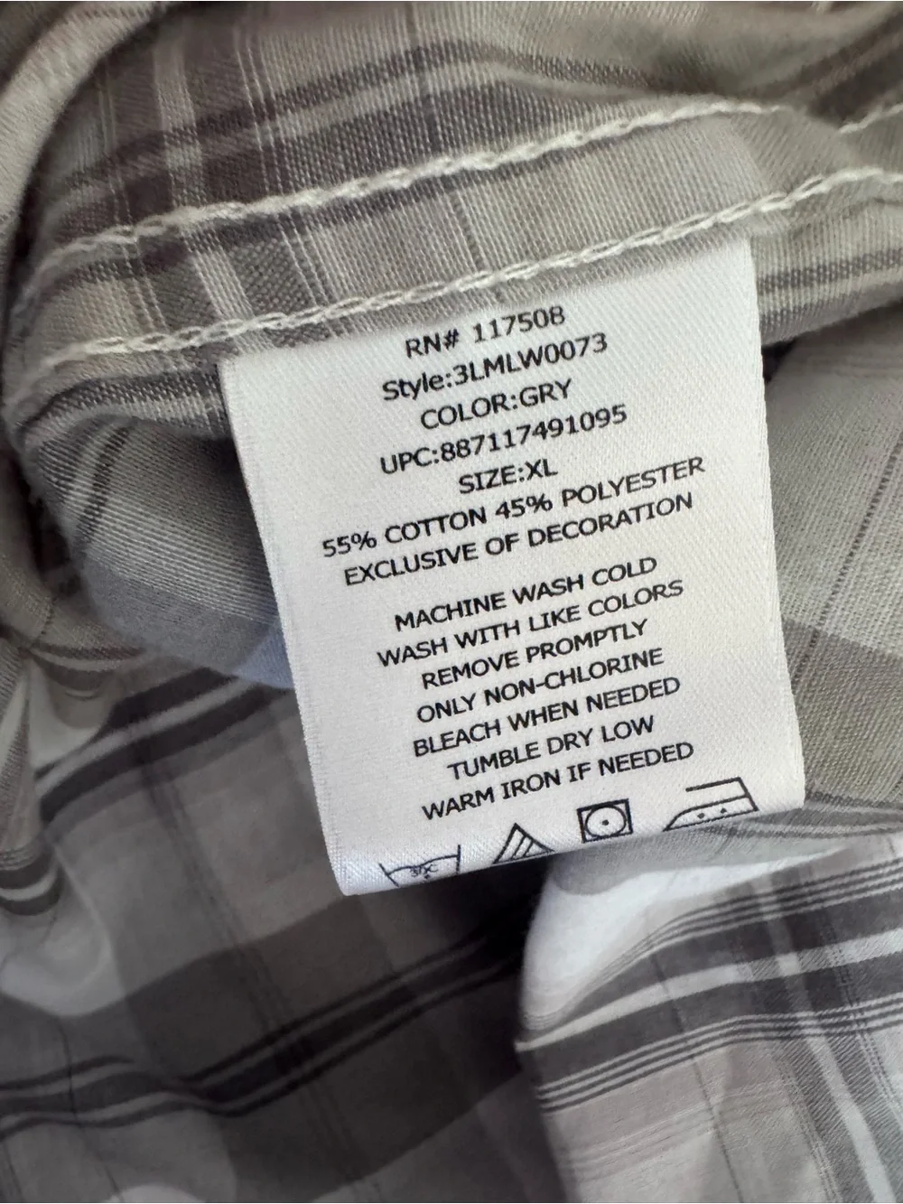 Levis Men's XL Gray Plaid Western Pearl Snap Long Sleeve Casual Dress Shirt @2
